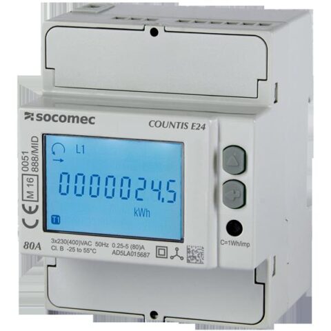Compteurs kwh COUNTIS E24 3PH 80A 2T Pulse MODBUS MID SOCOMEC