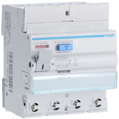 Disj.diff.4p/40a 30&300ma Inter.diff.4p 40a 300ma HAGER