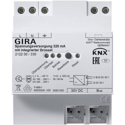 KNX Alimentation 320mA av. bobine KNX DIN GIRA