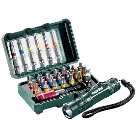 Outillage electr.+ accessoires Bitbox Promotion 29 pcs. + lampe METABO