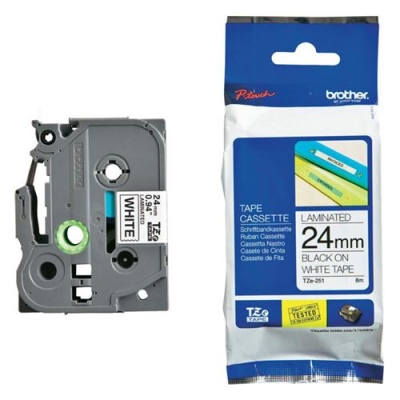 Repèrage ruban Cassette 24mm noir-blanc BROTHER