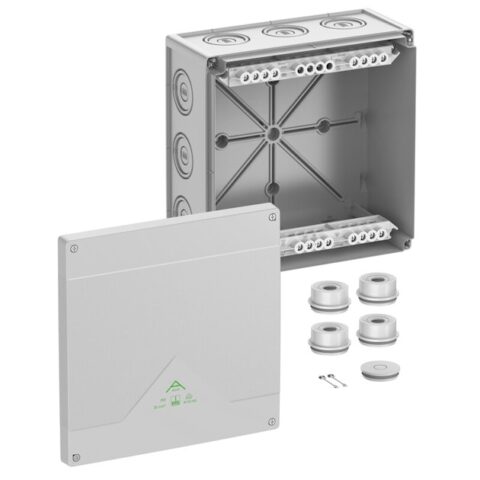 Boîte de dérivation IP66 IK07 grise 5P 35² 252x252x120mm
